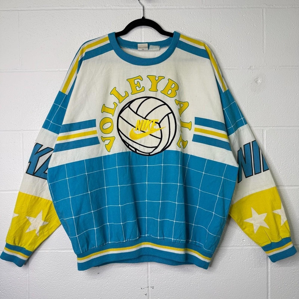 Nike Vintage Sweatshirt Volleyball 80s 90s AOP Jumper Sports Size XL Rare